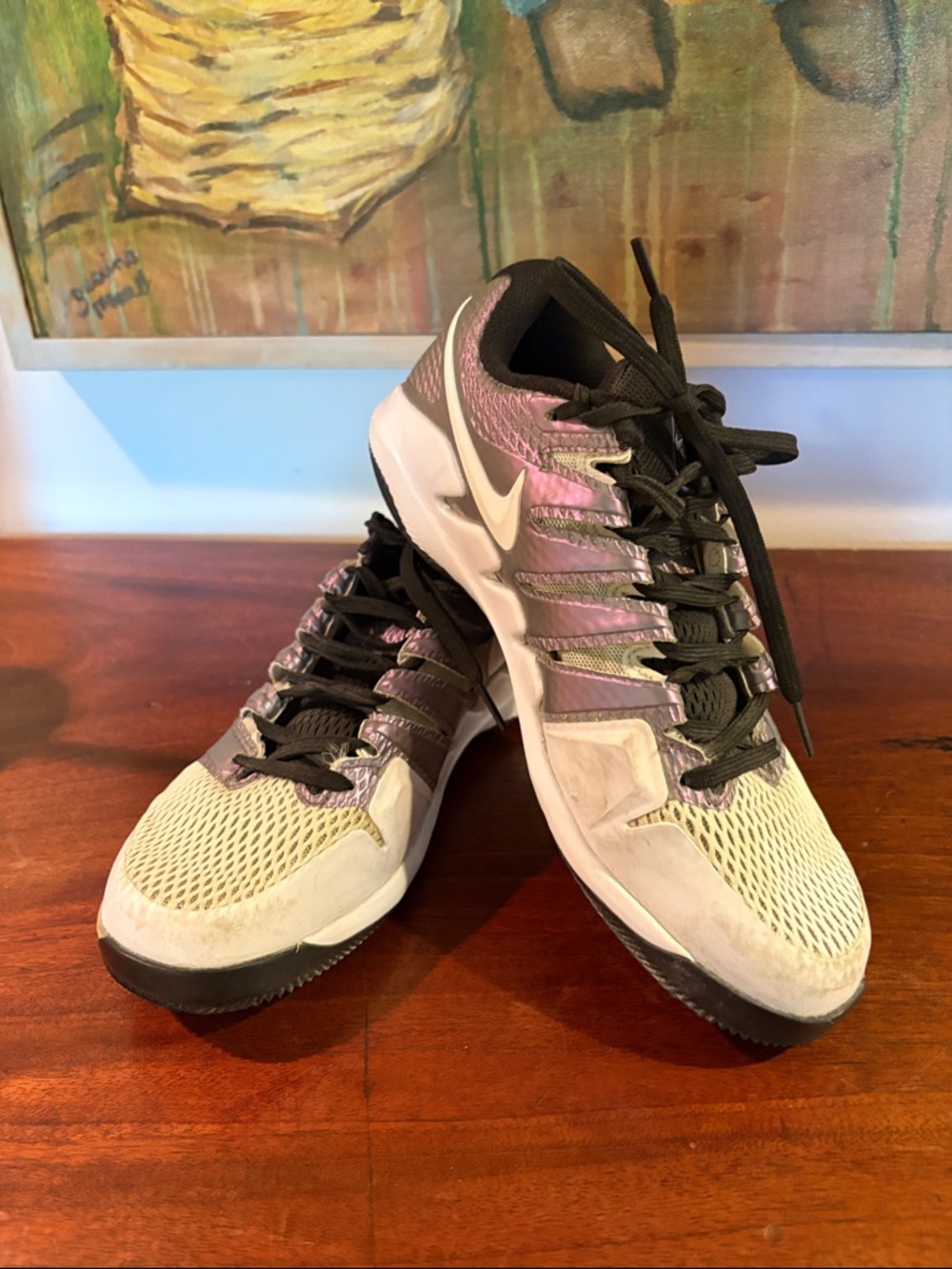 Nike Tennis Shoes - White with Pink and Black Accents